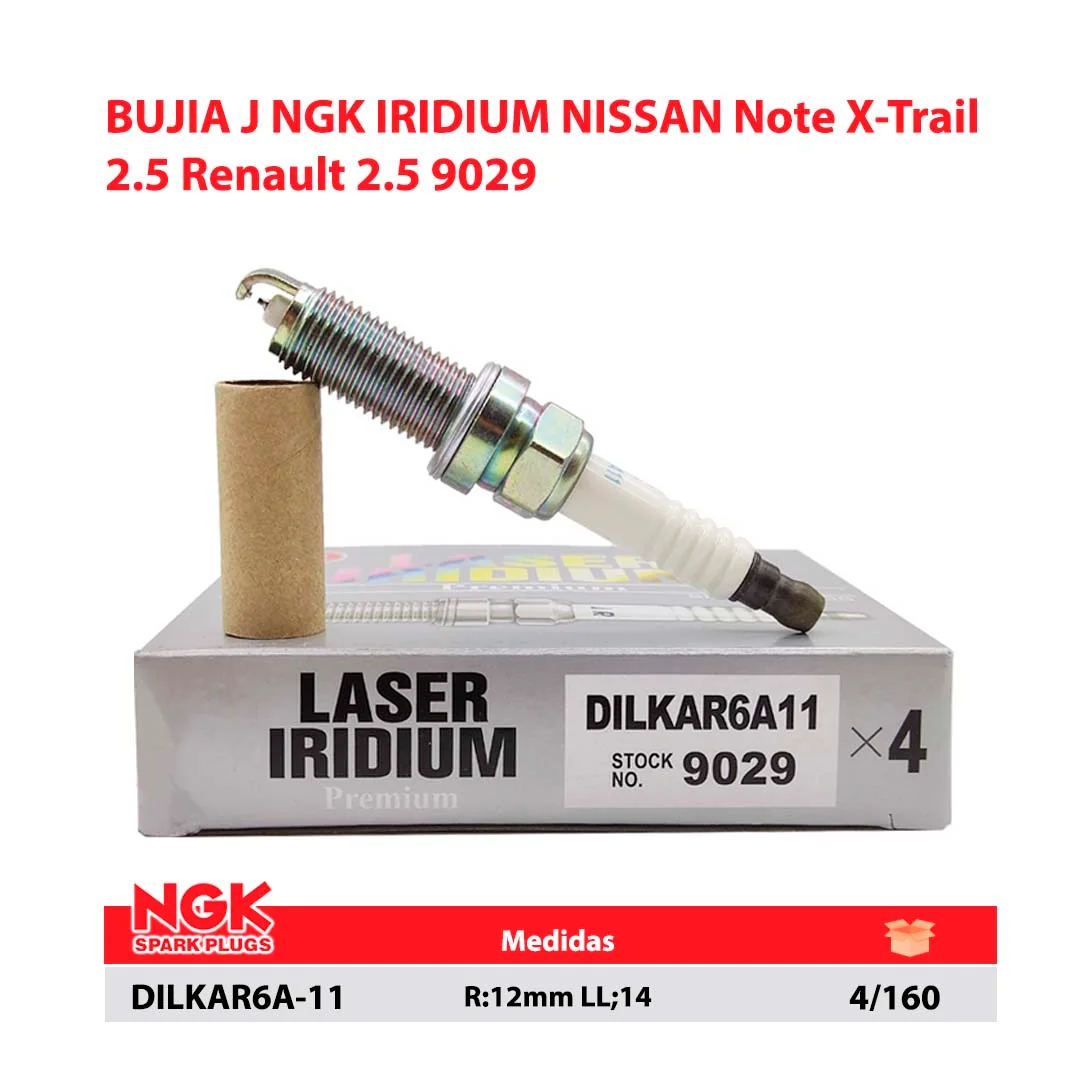 BUJIA J NGK IRIDIUM NISSAN Note X-Trail 2.5 Renault 2.5 9029 R:12mm LL;14