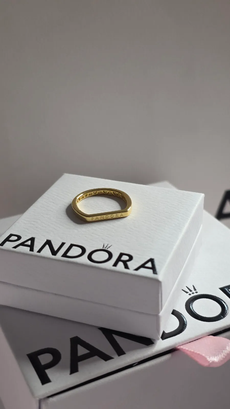 Pandora Logo Bar Stacking Ring, Gold-Plated