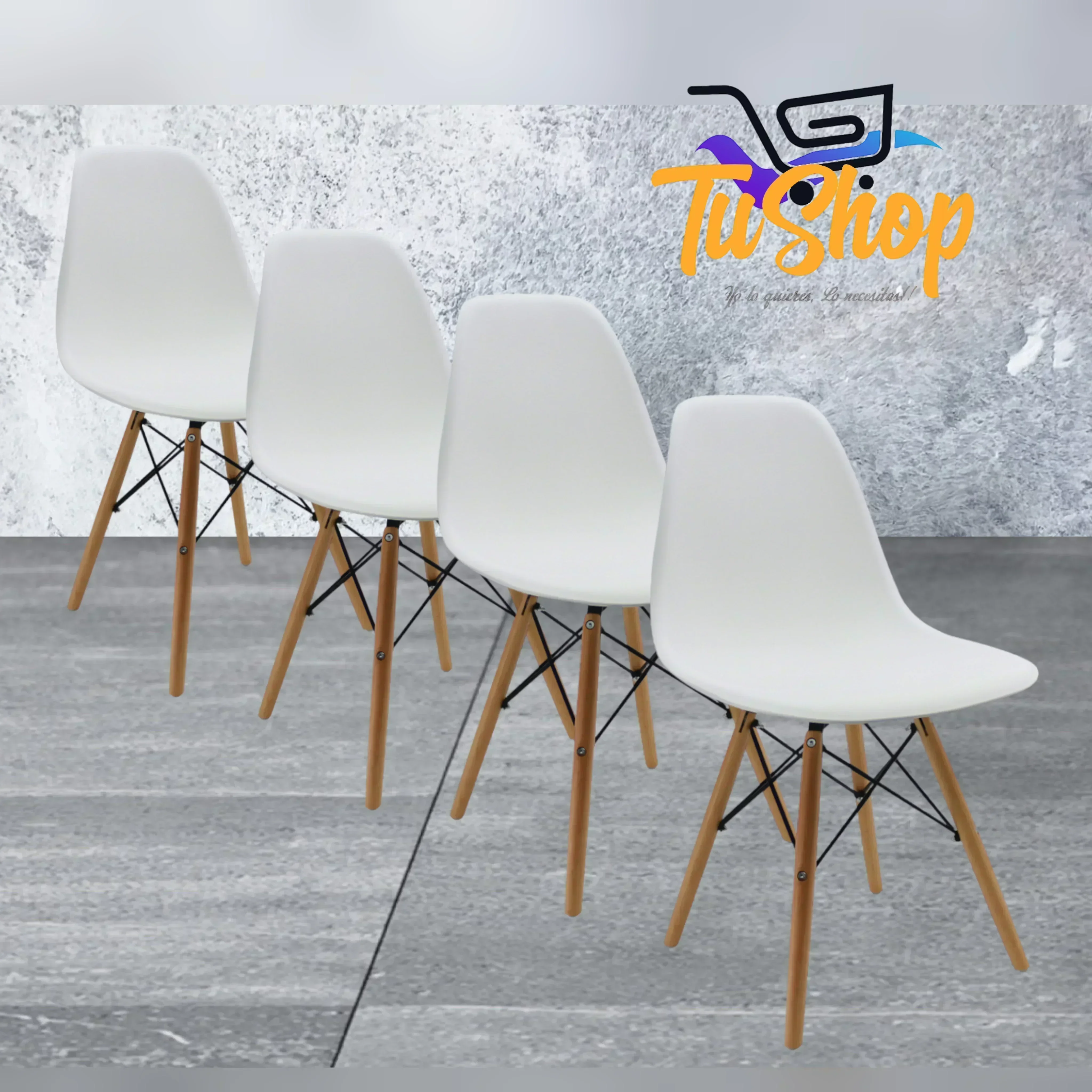 Sillas Blanco Eames Set x 4 unidades 
