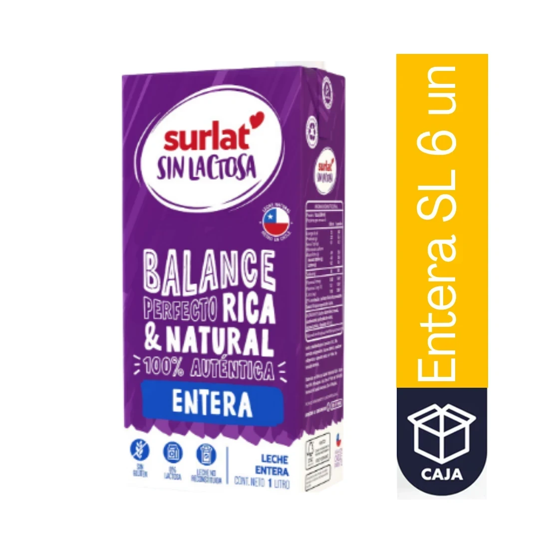 LECHE ENTERA SURLAT S/LACTOSA 6X1L