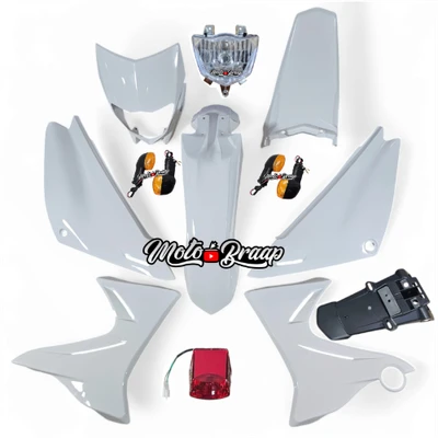 PL XTZ 125 Kit de plasticos BLANCO China IMUNI191 OKLCareta / Guardabarro / aletas tanque / pastas laterales / cola / guardabarro trasero / direccionales / stop / farola