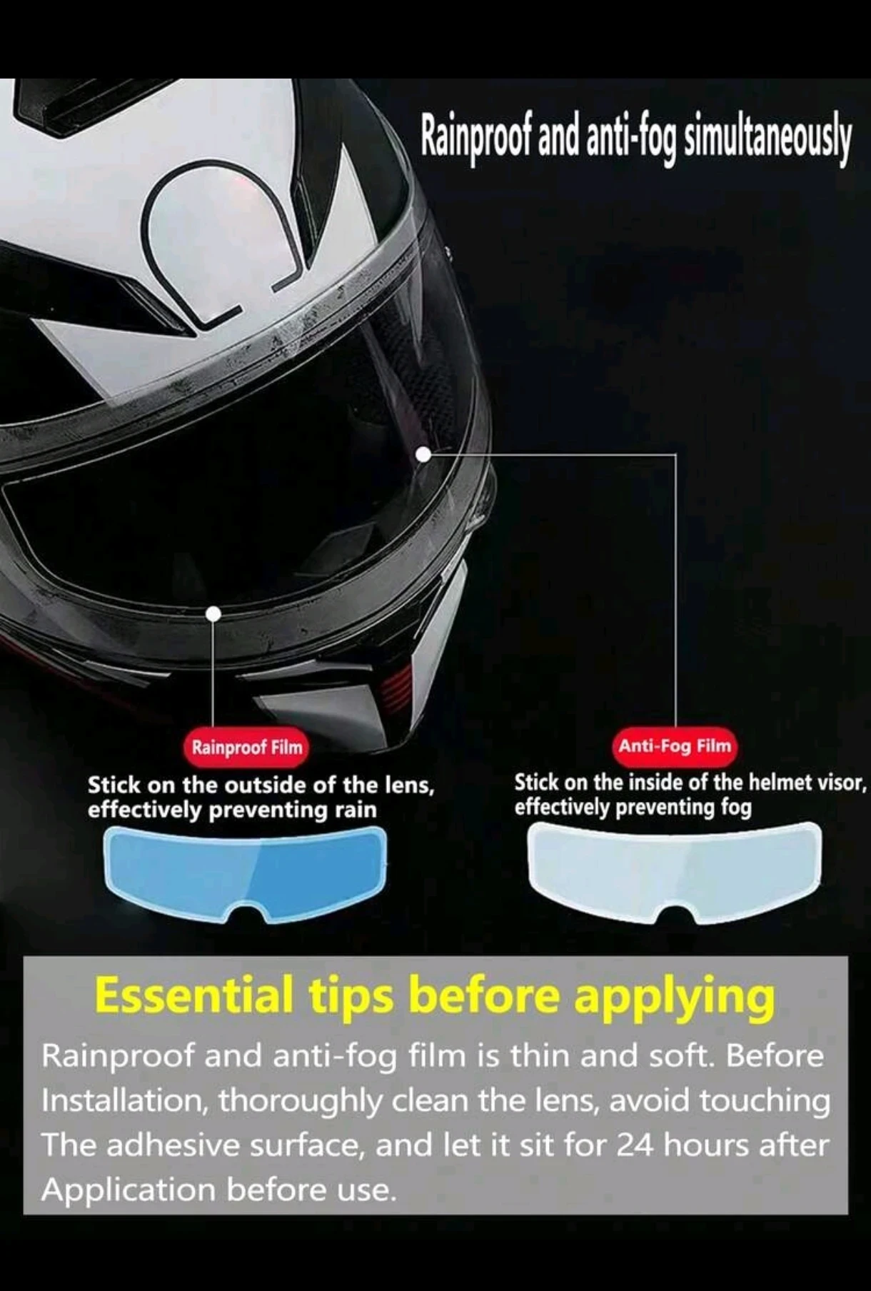 Kit de Láminas para Casco - Antiempañante e Impermeable (2 Piezas) 2
