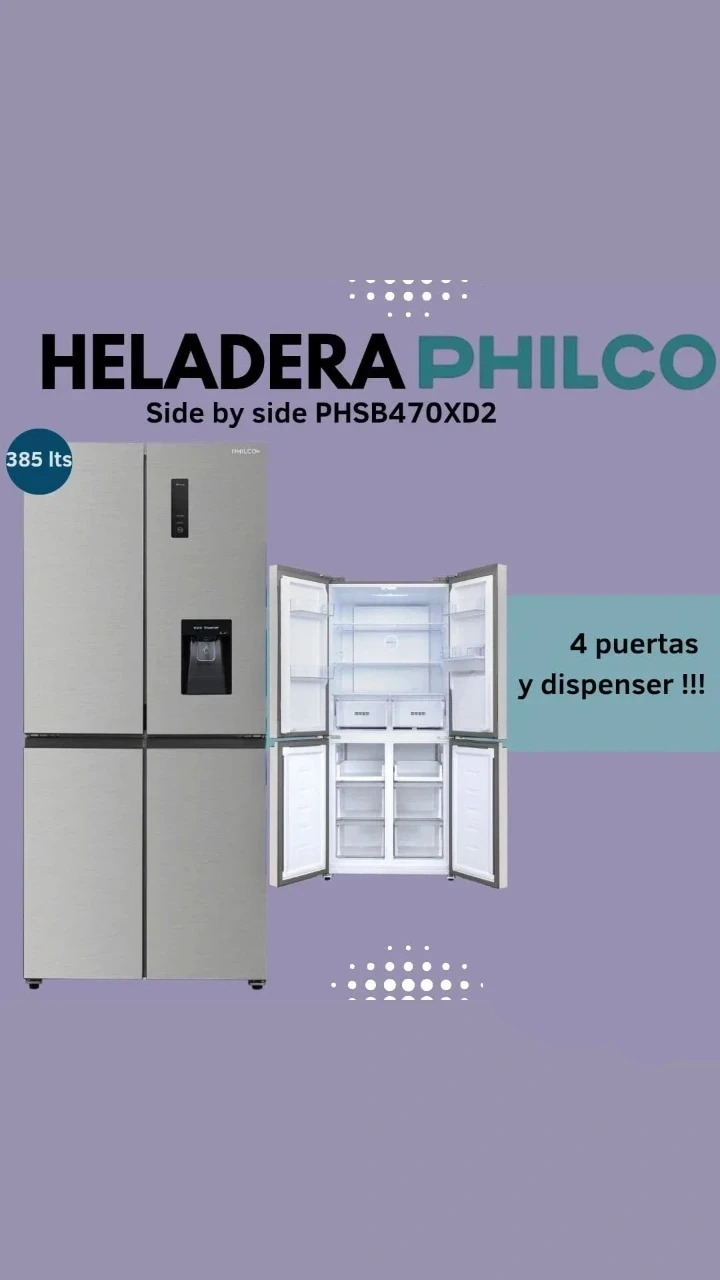 HELADERA SIDE BY SIDE PHILCO 385LTS SILVER