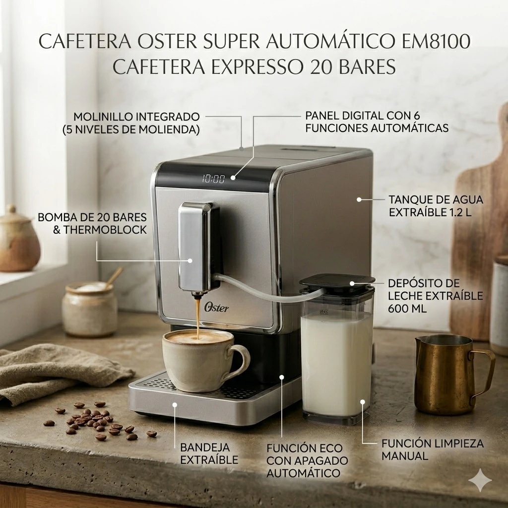 CAFETERA OSTER EXPRESSO SUPER AUTOMÁTICA EM8100