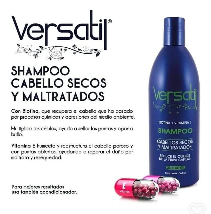 versatil shampoo x1000ml cabellos secos y maltratados
