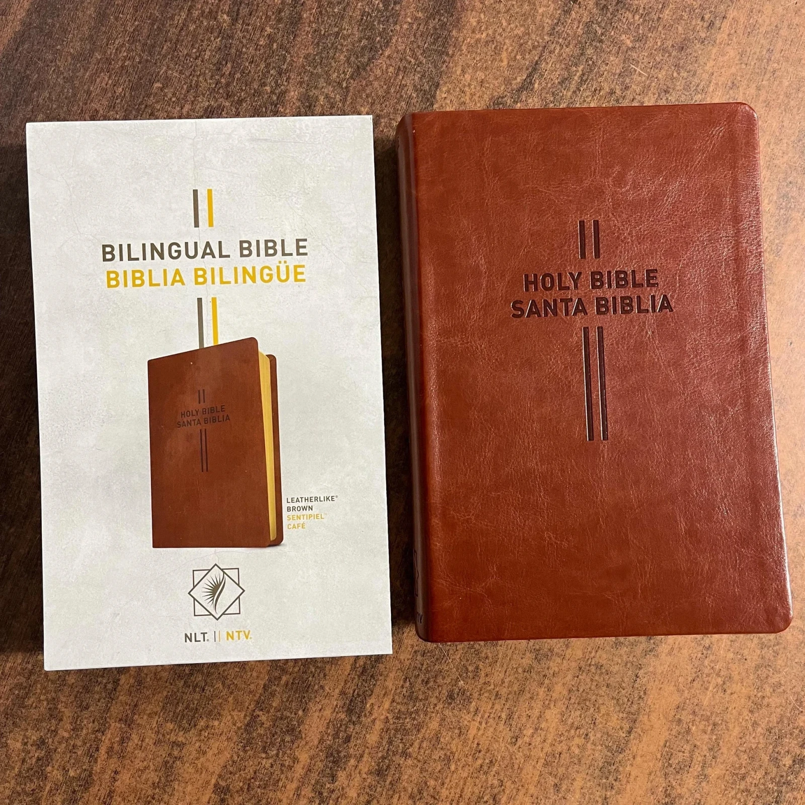 Bilingual Bible NLT/NTV Imit piel café