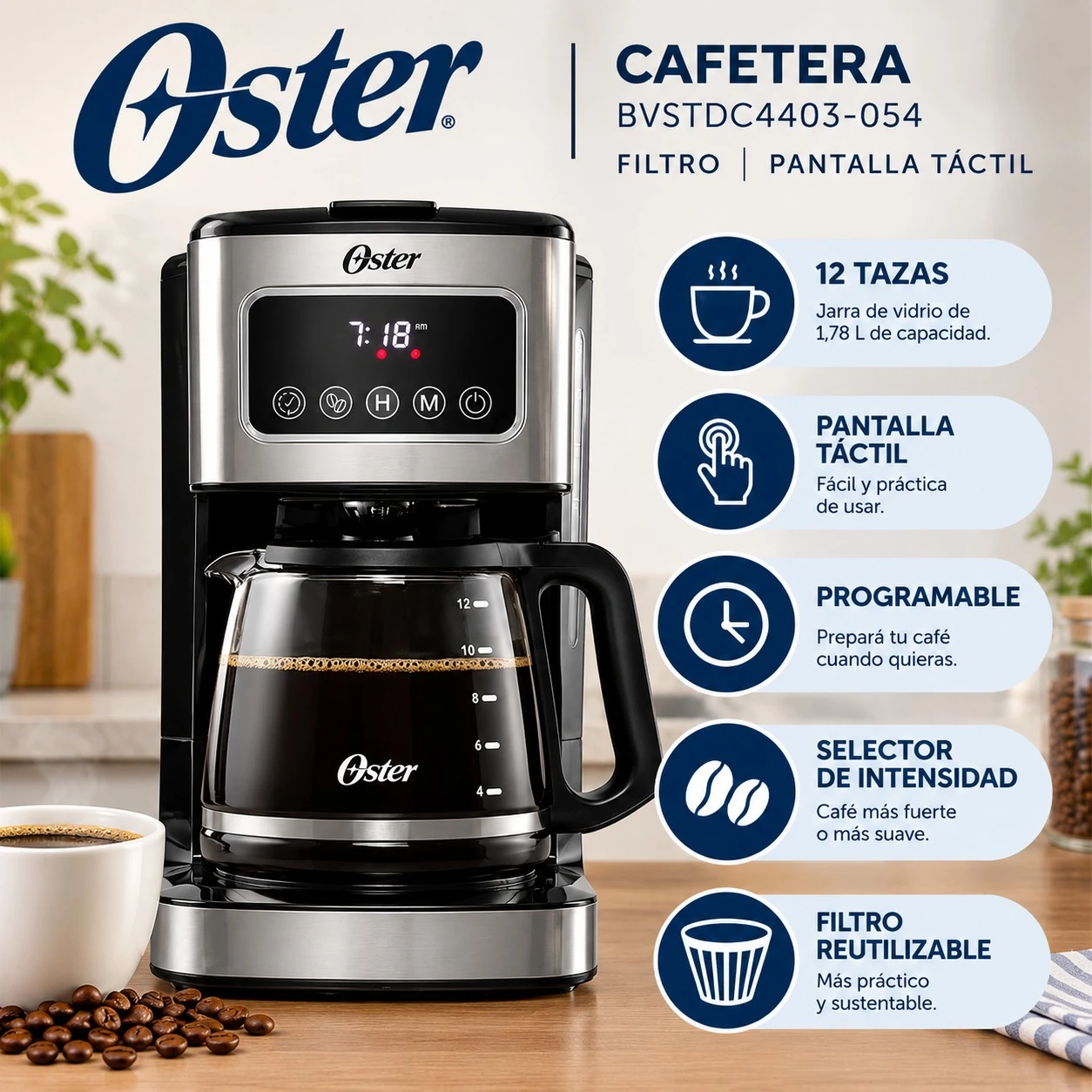 OSTER CAFETERA BVSTDC4403-054 12 TAZAS