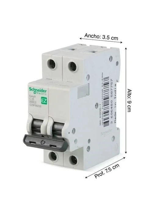 Interruptor 2x25A Termomagnético Schneider Electric Easy 9 en PVC Original 2