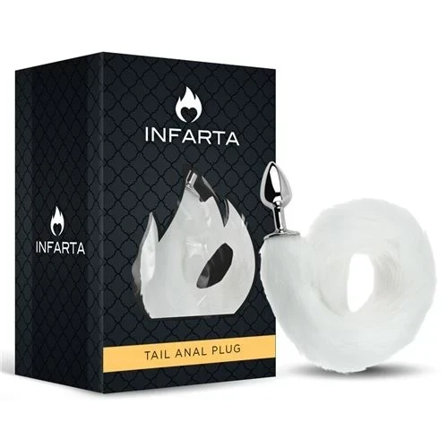 Anal Plug Tail Metal Small White