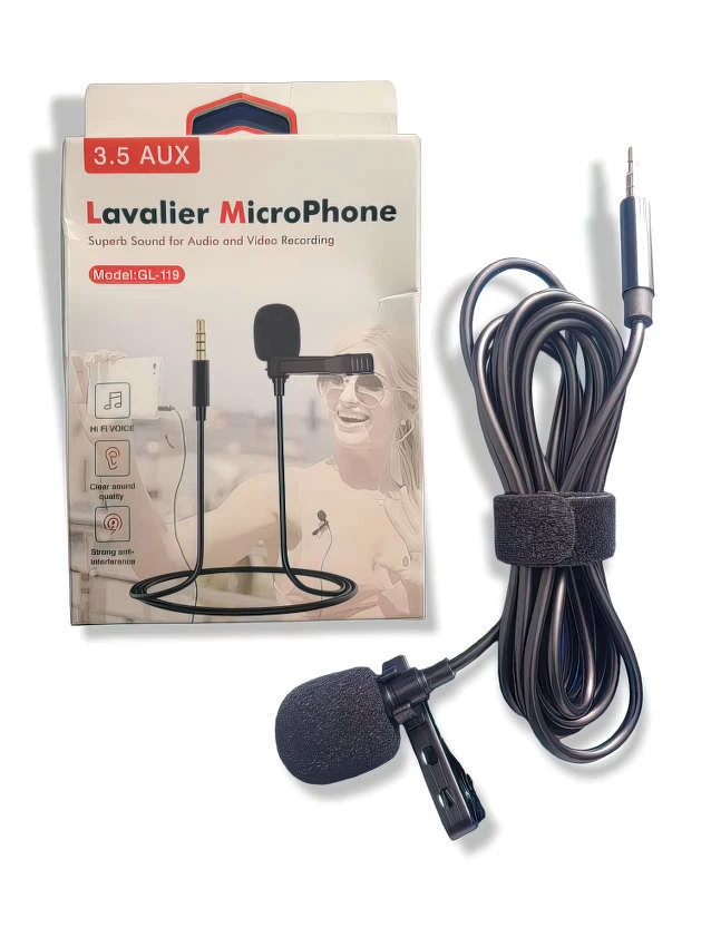Micrófono de solapa lavalier de 3.5 Aux
