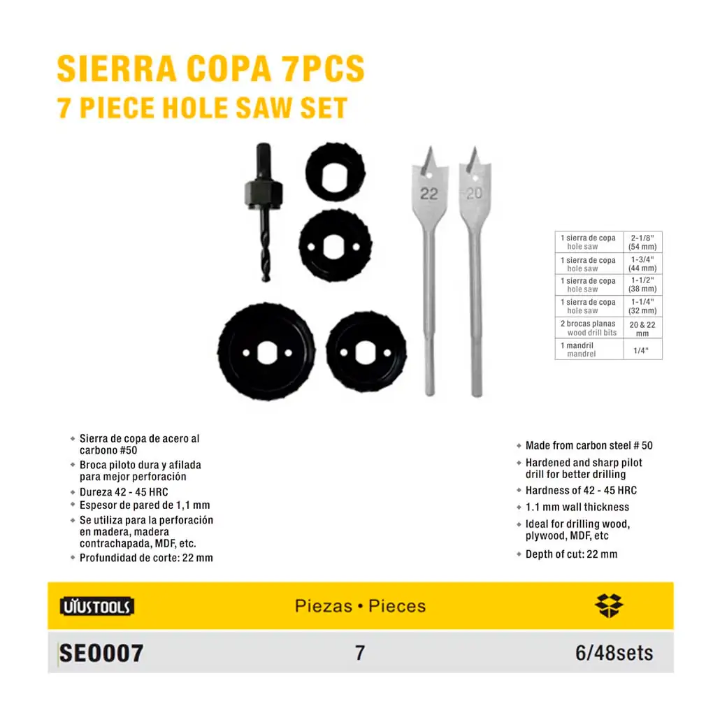 SIERRA COPA UYUST 7PZ 2-1/8" 1-3/4" 1-1/2" 1-1/4"