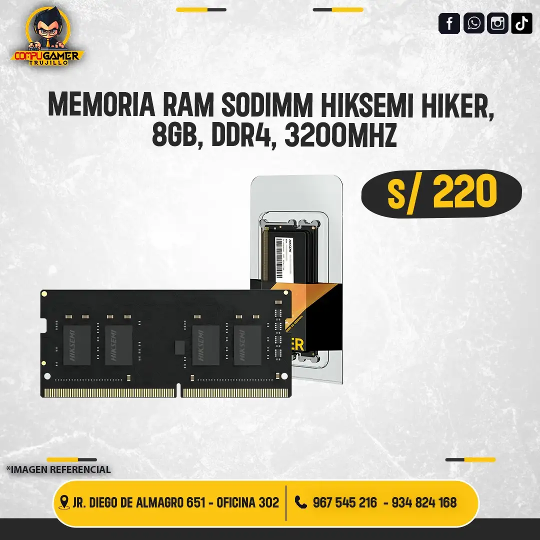 MEMORIA RAM SODIMM HIKSEMI HIKER, 8GB, DDR4, 3200MHZ