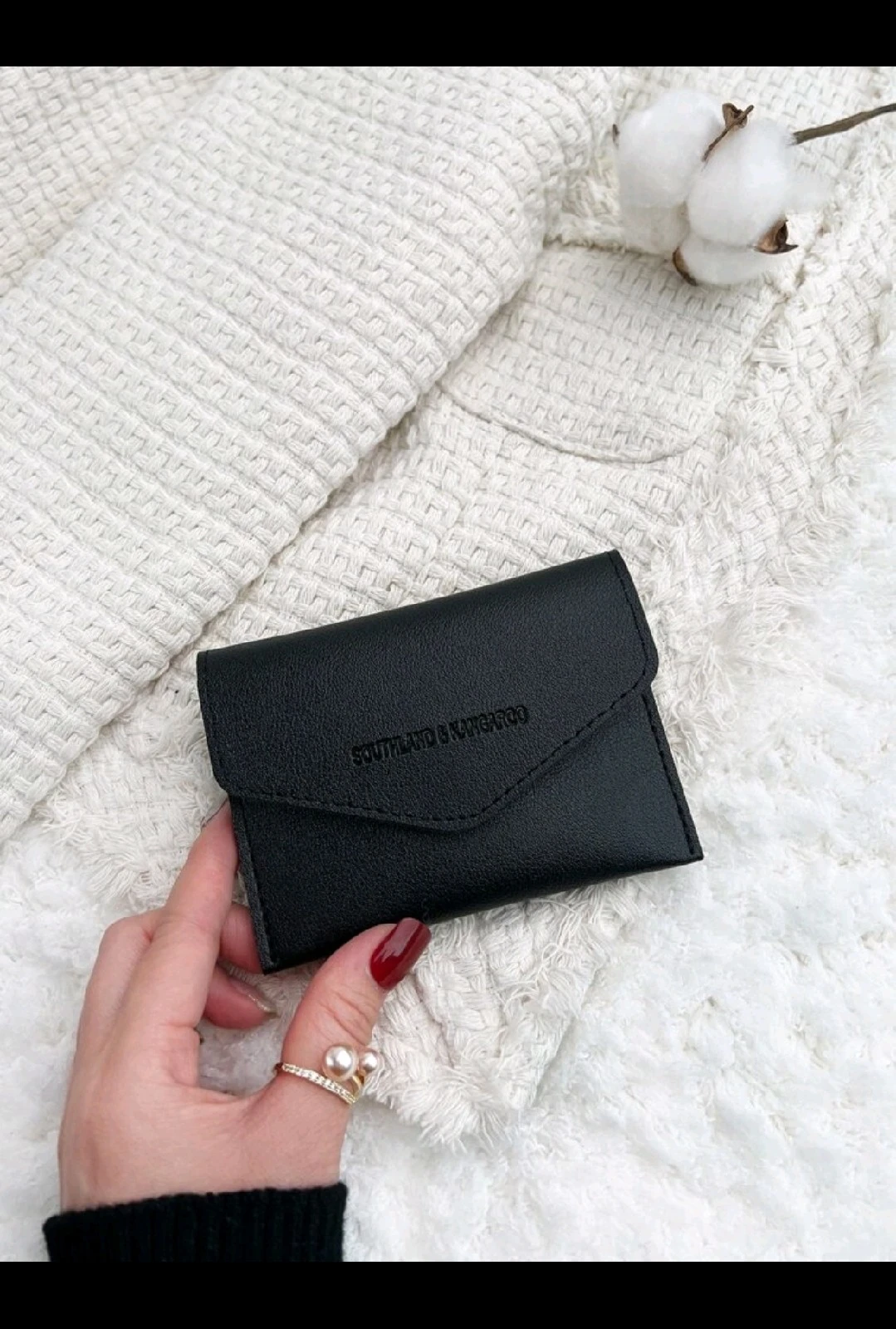 Monedero Minimalista para Dama Southland & Kangaroo - Cartera Corta Tipo Sobre con Solape de Broche, Tarjetero y Cierre Metálico