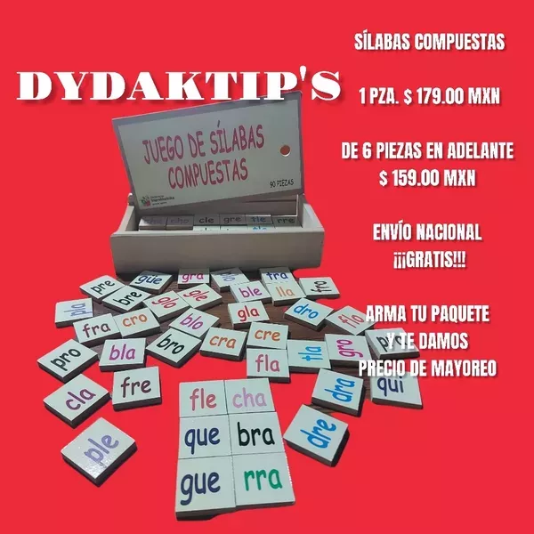 SÍLABAS COMPUESTAS CAJA CON 90 PIEZAS 