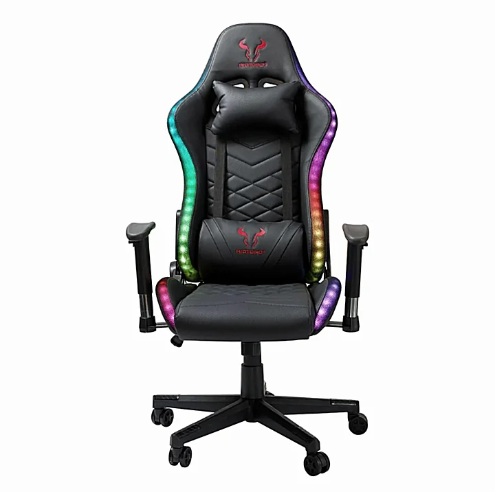 SILLA GAMING XTRIKE ME GC-907 BK NEGRO LED RGB ALMOHADAS CABEZA Y ZONA LUMBAR ROTACION 360° RECLINACION 160° CARGA MAX 120KG GARANTIA 12 MESES