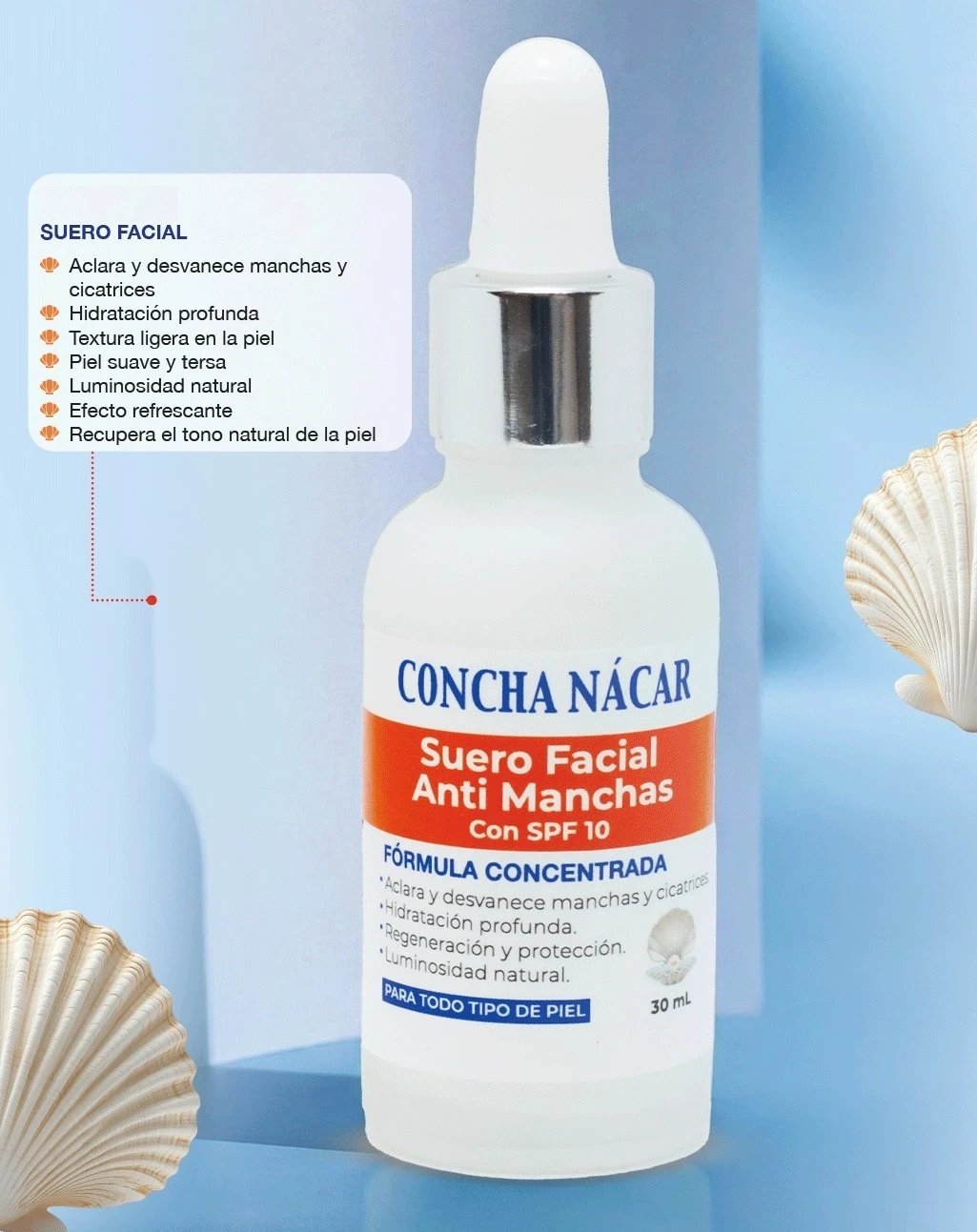 Suero Facial Anti Manchas Concha Nácar 2