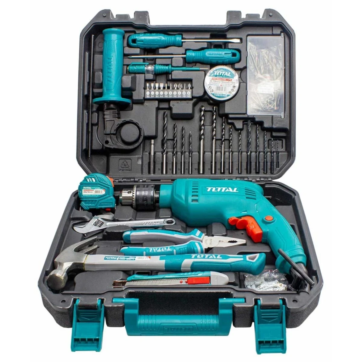 THKTHP1152 Taladro percutor 680w industrial + set herramientas total 3