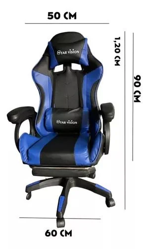 Silla Gamer STAR VISION Negro/Azul SIN LUZ