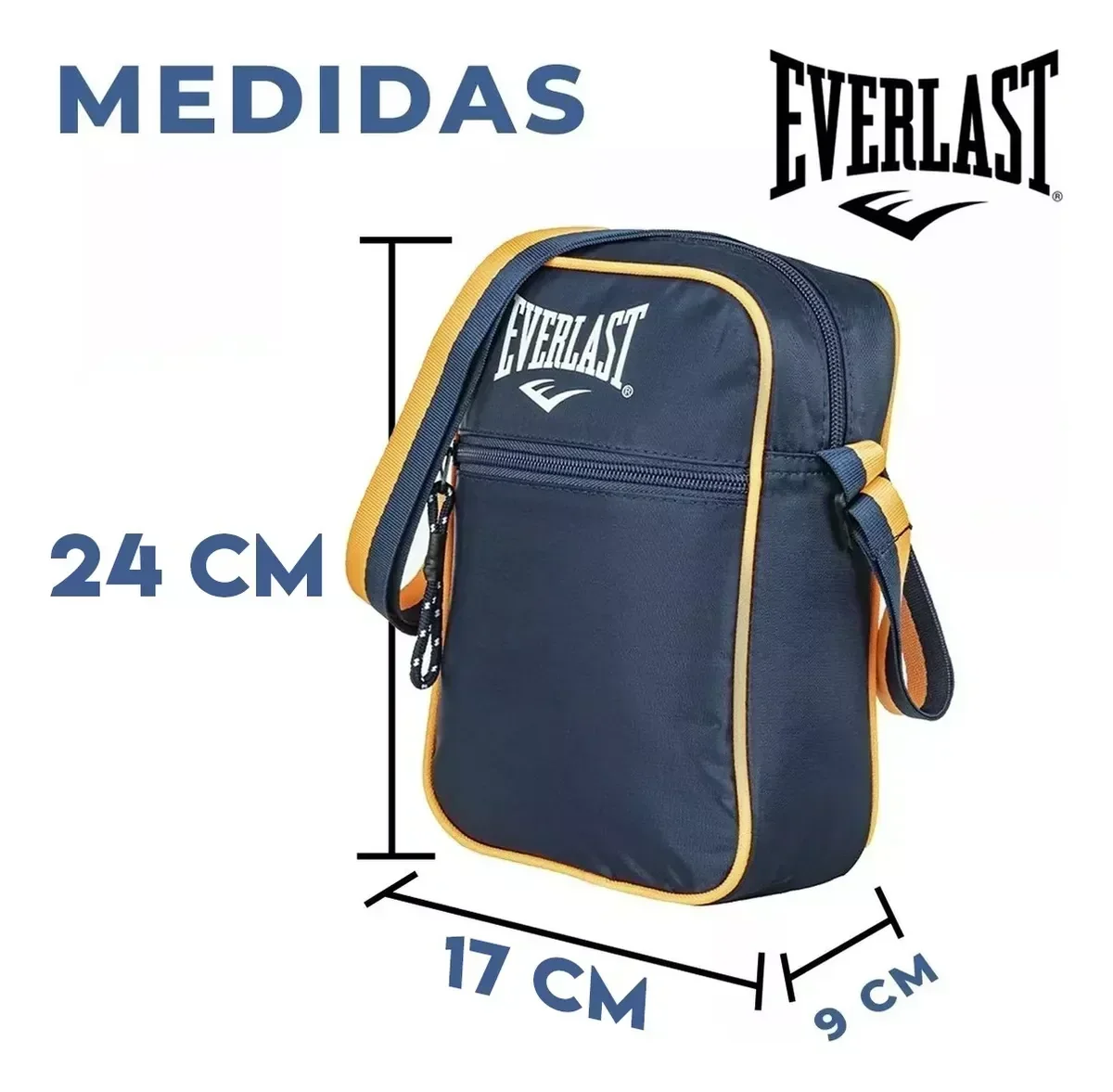 Morral Everlast Urbano Bandolera Ajustable Deportivo AZUL Y NARANJA 2