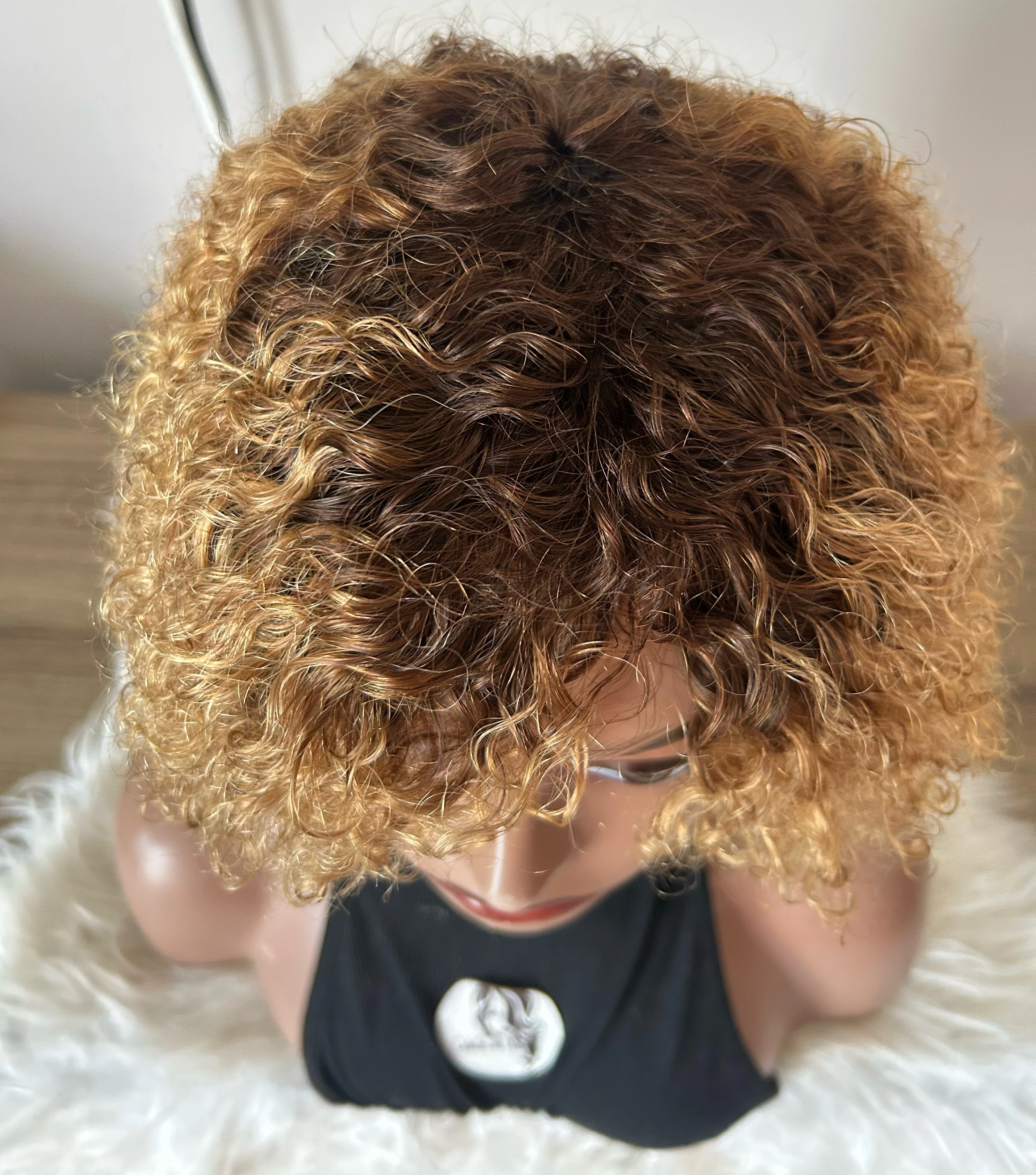 Peluca kinky curly Afro de 14 pulgadas 1b/27 5