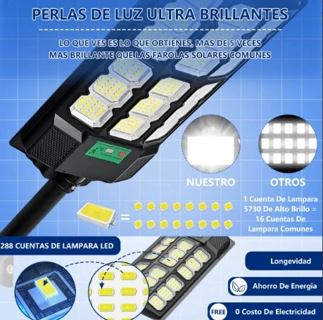 Lámpara Led Solar Exterior Luminaria Suburbanas 288led 5000w 5
