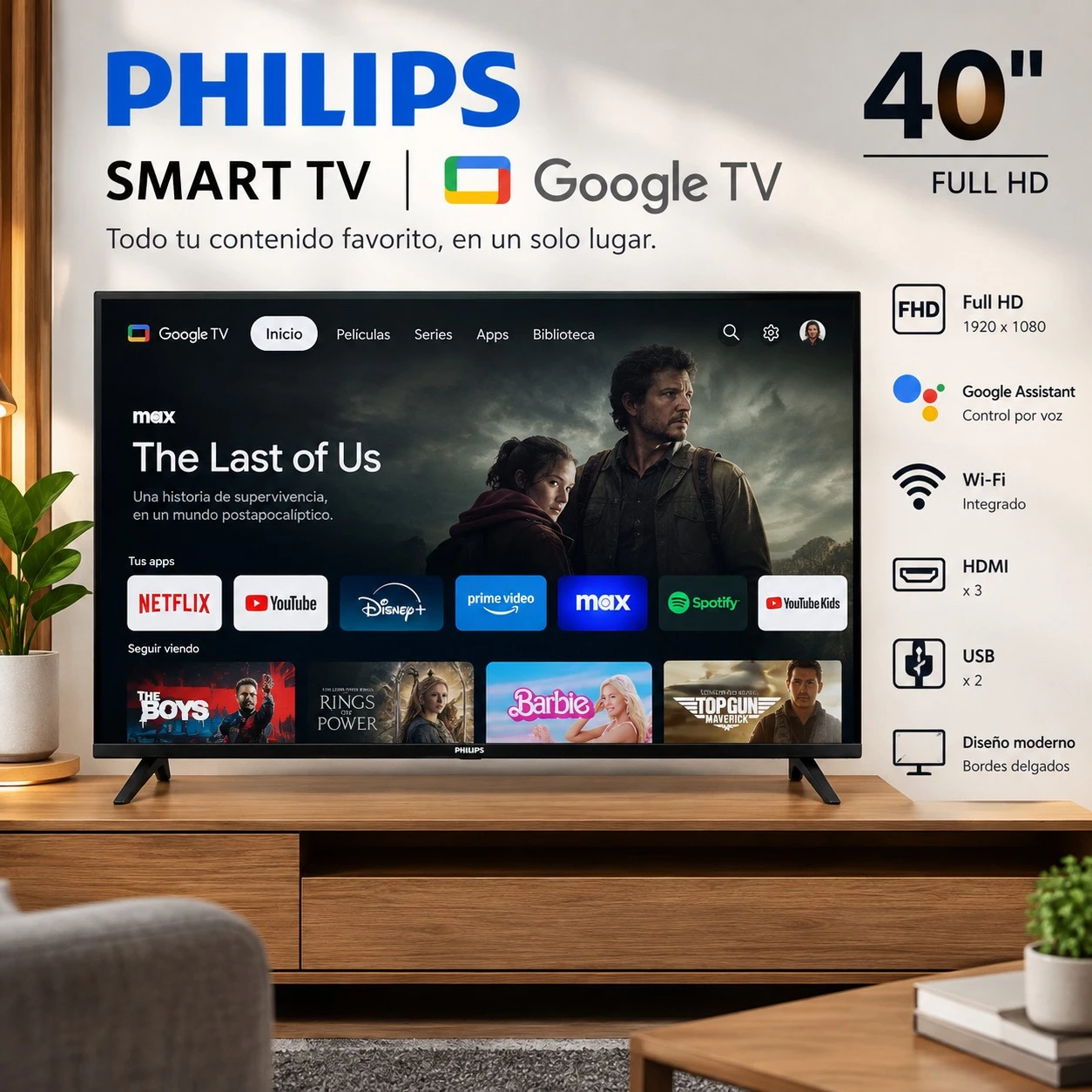 Smart Tv Philips 40" Google Tv