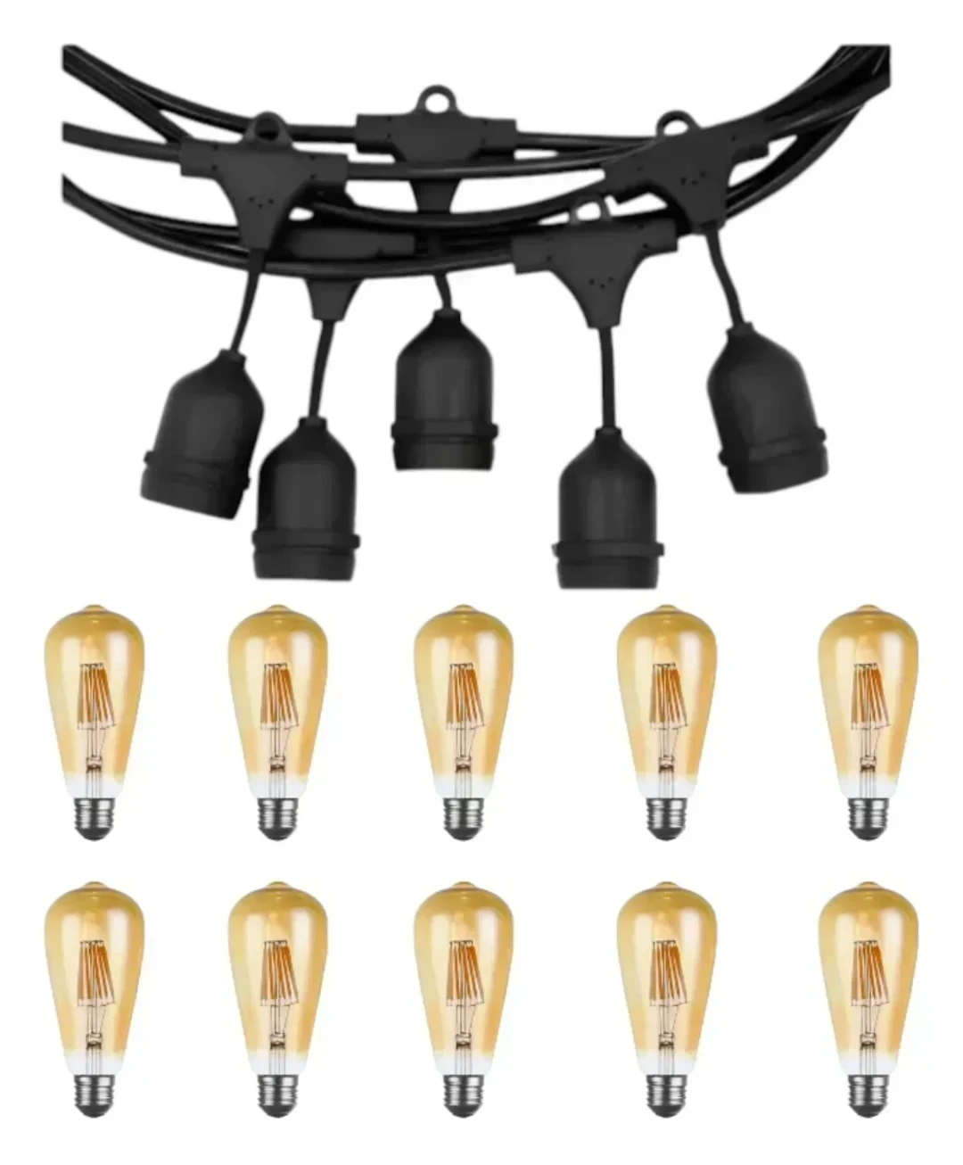 Guirnalda 10 mt y 10 Ampolletas 4w Led Incluidas Navidad Luz Calida