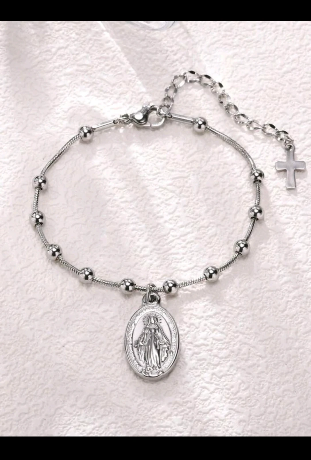 Pulsera de Acero Inoxidable Plateado - Virgen María