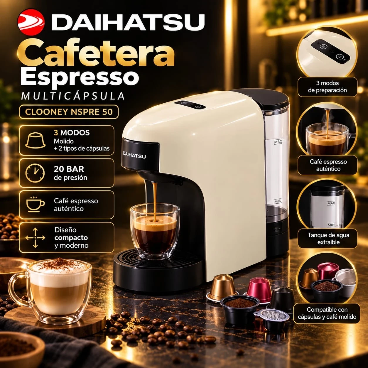 DAIHATSU CLOONEY NSPRE50 ESPRESSO MULTICÁPSULA *CONSULTAR DISPONIBILIDAD CON EL VENDEDOR*