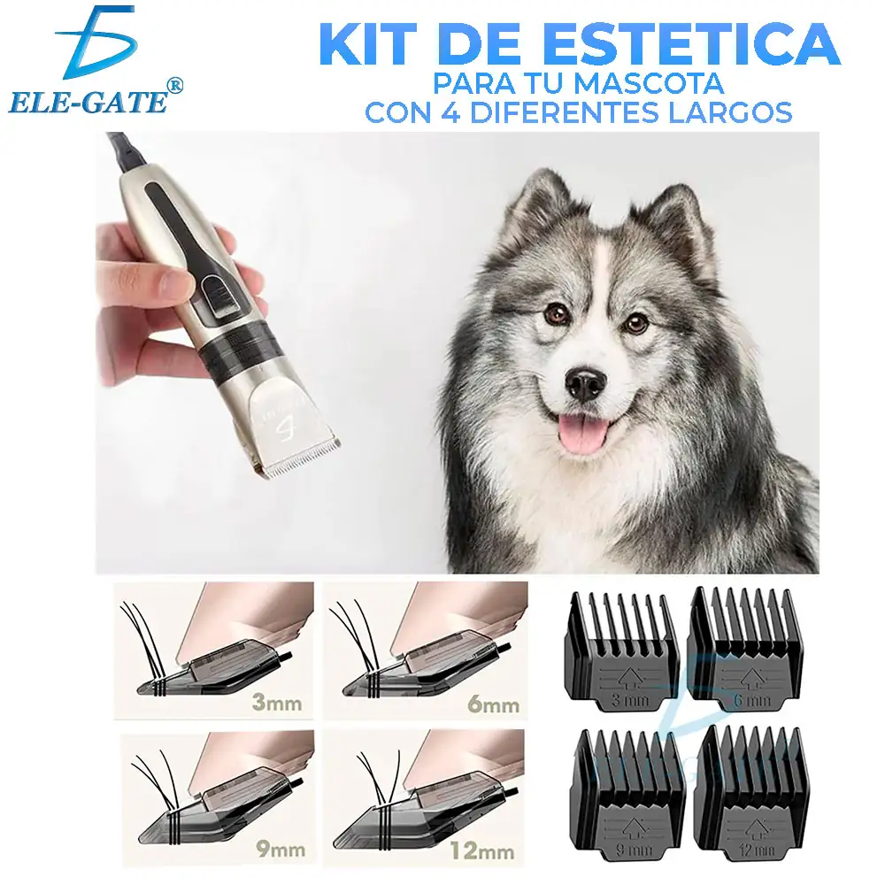 Kit Máquina Rasurado Cortadora Para Mascotas  4