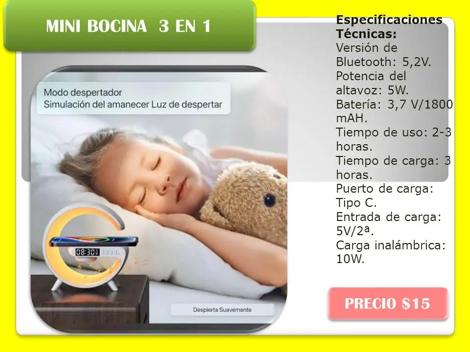 Bocina cargador y lámpara