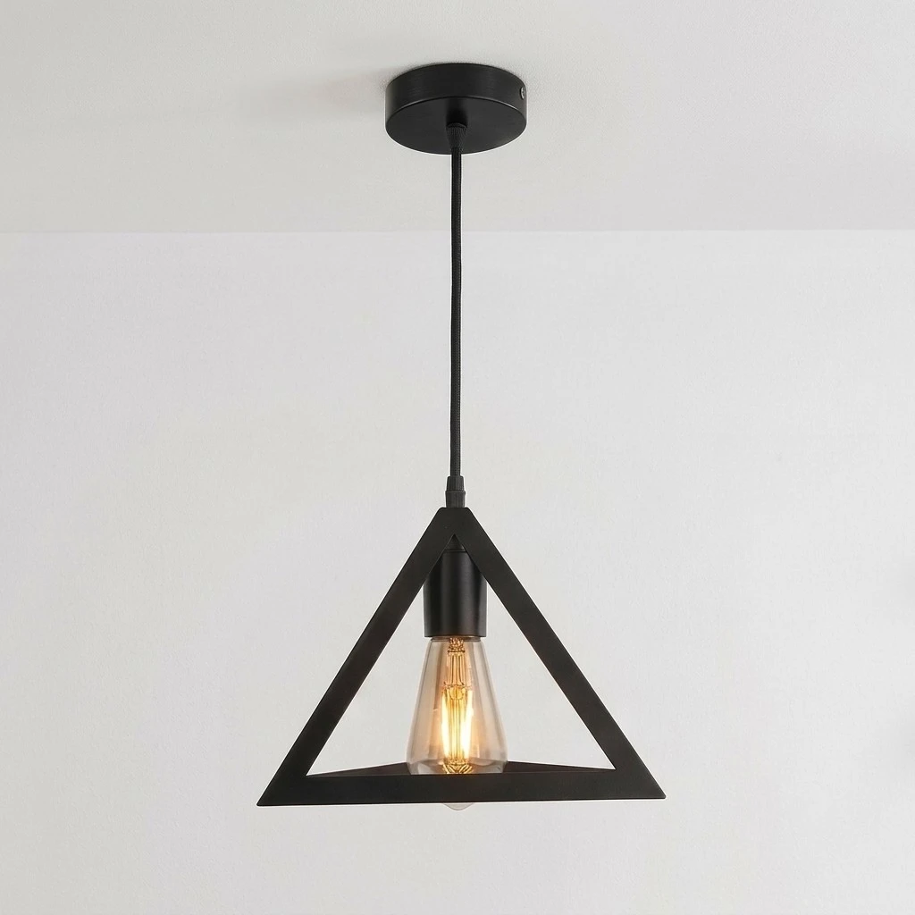 LAMPARA COLGANTE TRIANGULAR NEGRA 1L E27