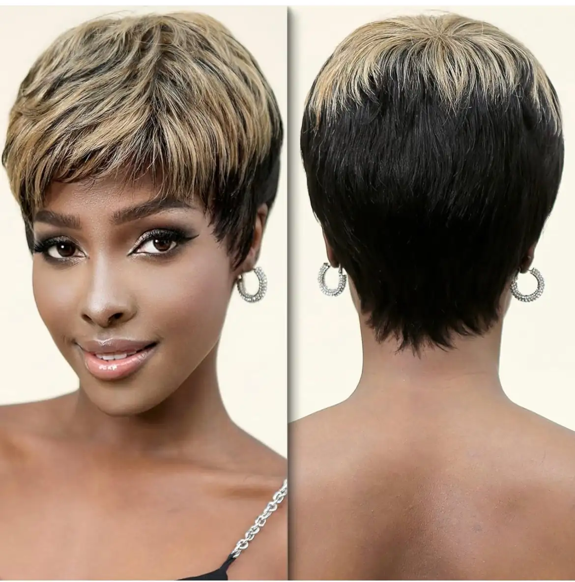 Peluca con corte pixie