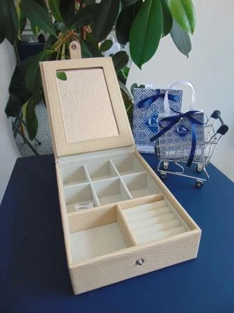 JOYERO LUXURY GRANDE ESPEJO CUERINA BEIGE  6