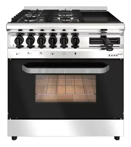 Cocina Morelli 4 Horn. + Plancha MultiGrill Saho 82cm T/Vidrio