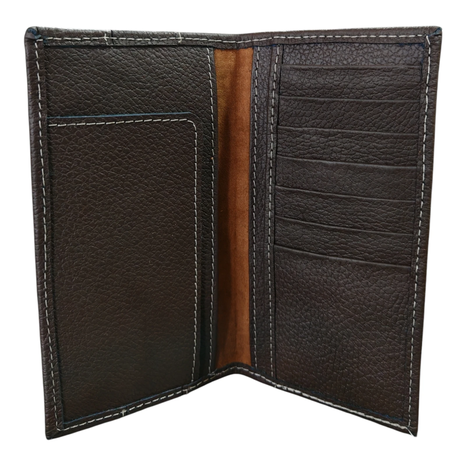 Billetera estilo tejana cuero cafe croshkid 2