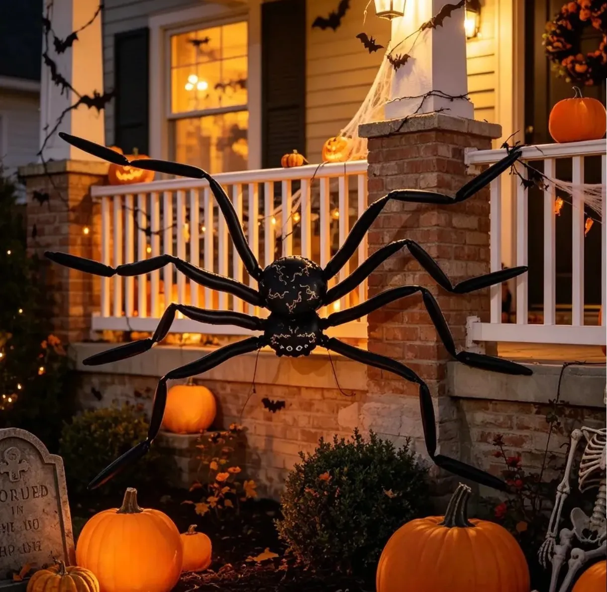 Globo metalizado gigante araña negra con dorado 48x310cm 9pcs con pegatinas 2