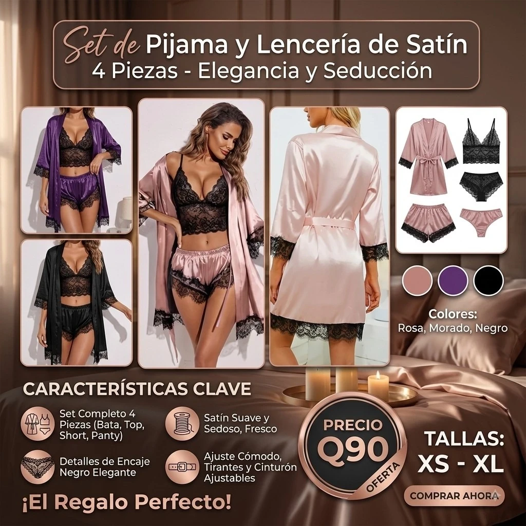 SET DE PIJAMAS DE SATÍN 
