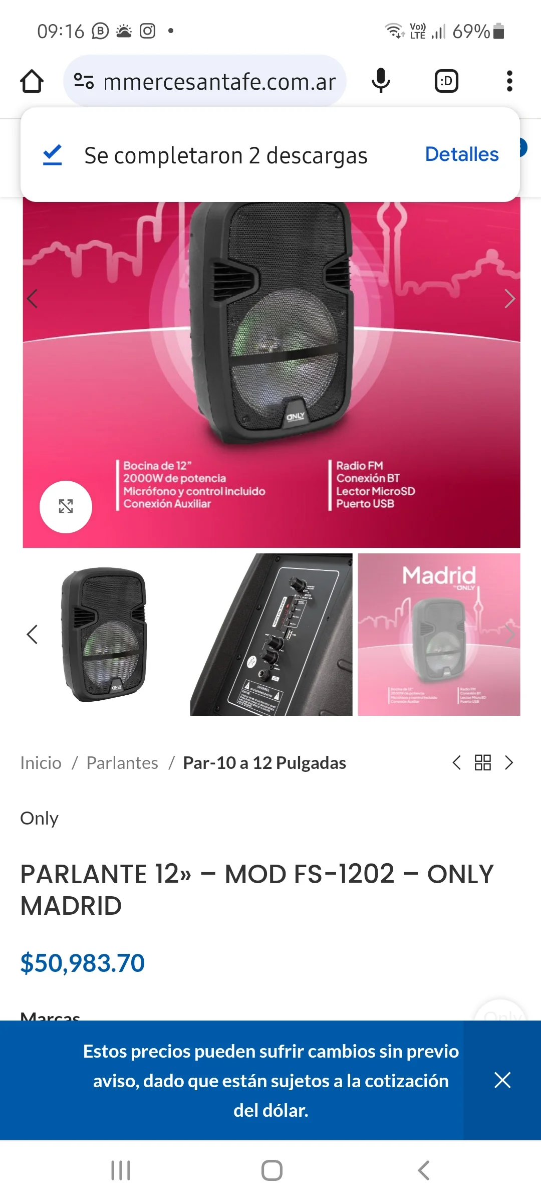 Parlante bocina de 12 only Madrid