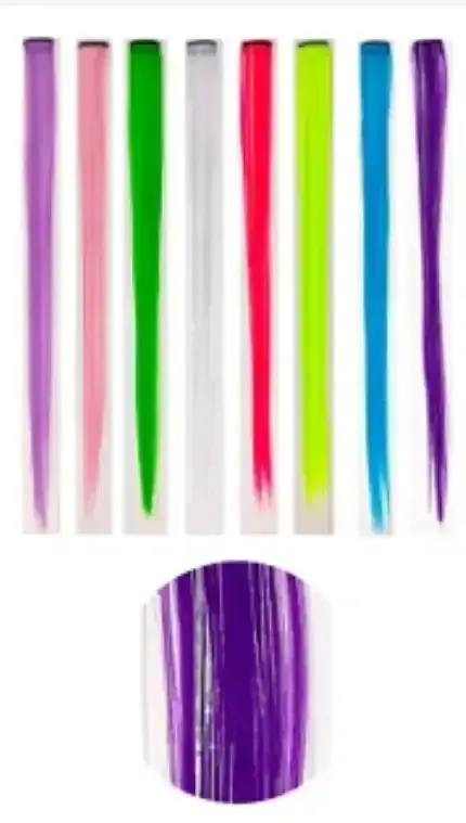 Extension mechon liso con tiras oropel 55 cm 2