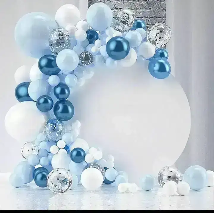Set guirnalda globos perlado/chrome azul/celeste/blanco 109 pcs