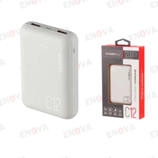Power Bank C12 12,000 mAh, 2 puertos, blanco