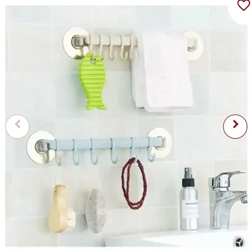 Toallero Con Ganchos Autoadhesivo Colgante  Con Sopapas para Pared 3