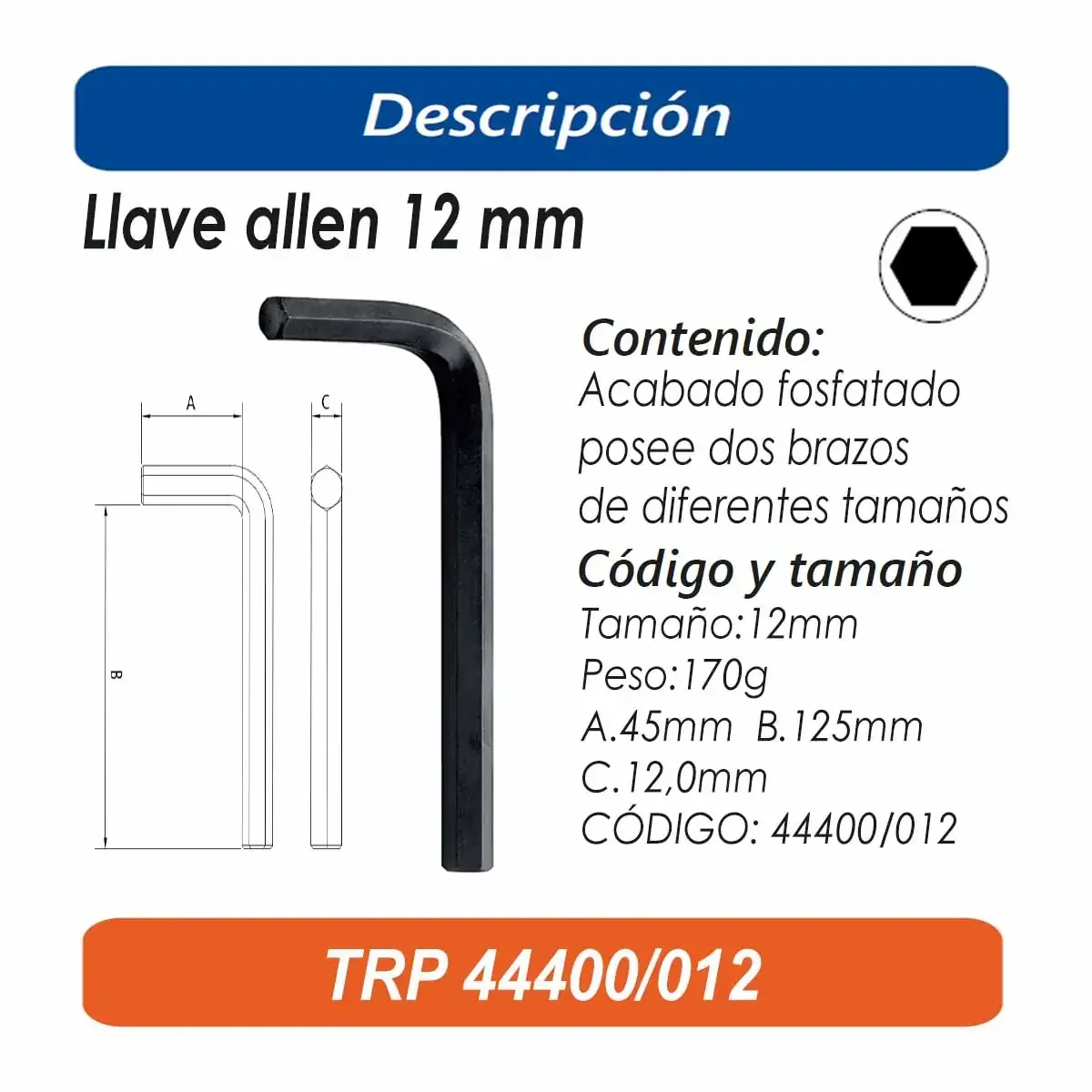 LLAVE ALLEN TRM PRO 12 MM