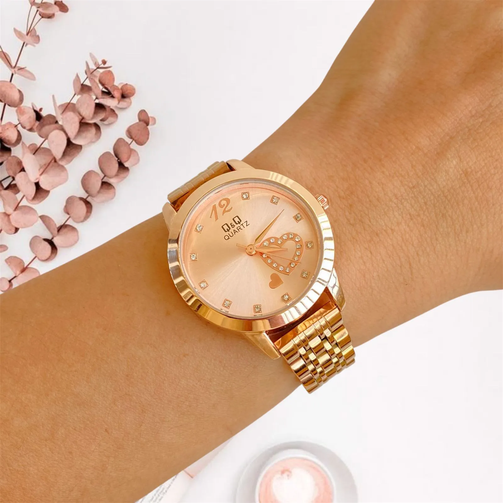 Reloj Q&Q Original Acero Redondo Oro Rosa Fondo Oro Rosa 2