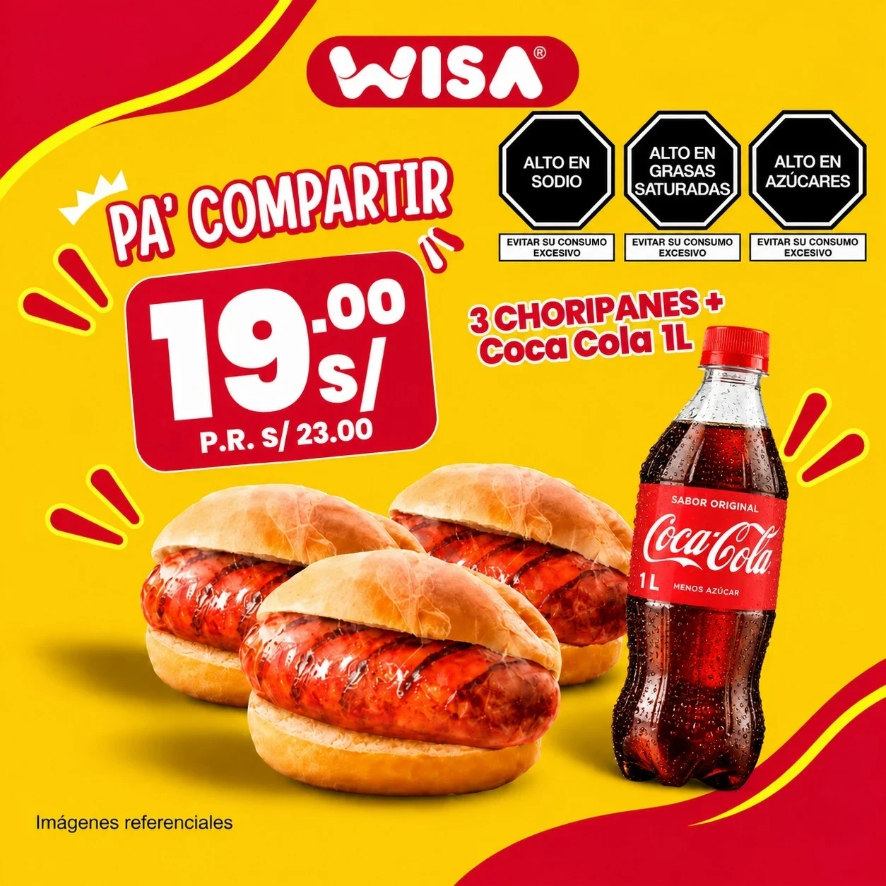 (03) Choripanes + Coca Cola 1 L