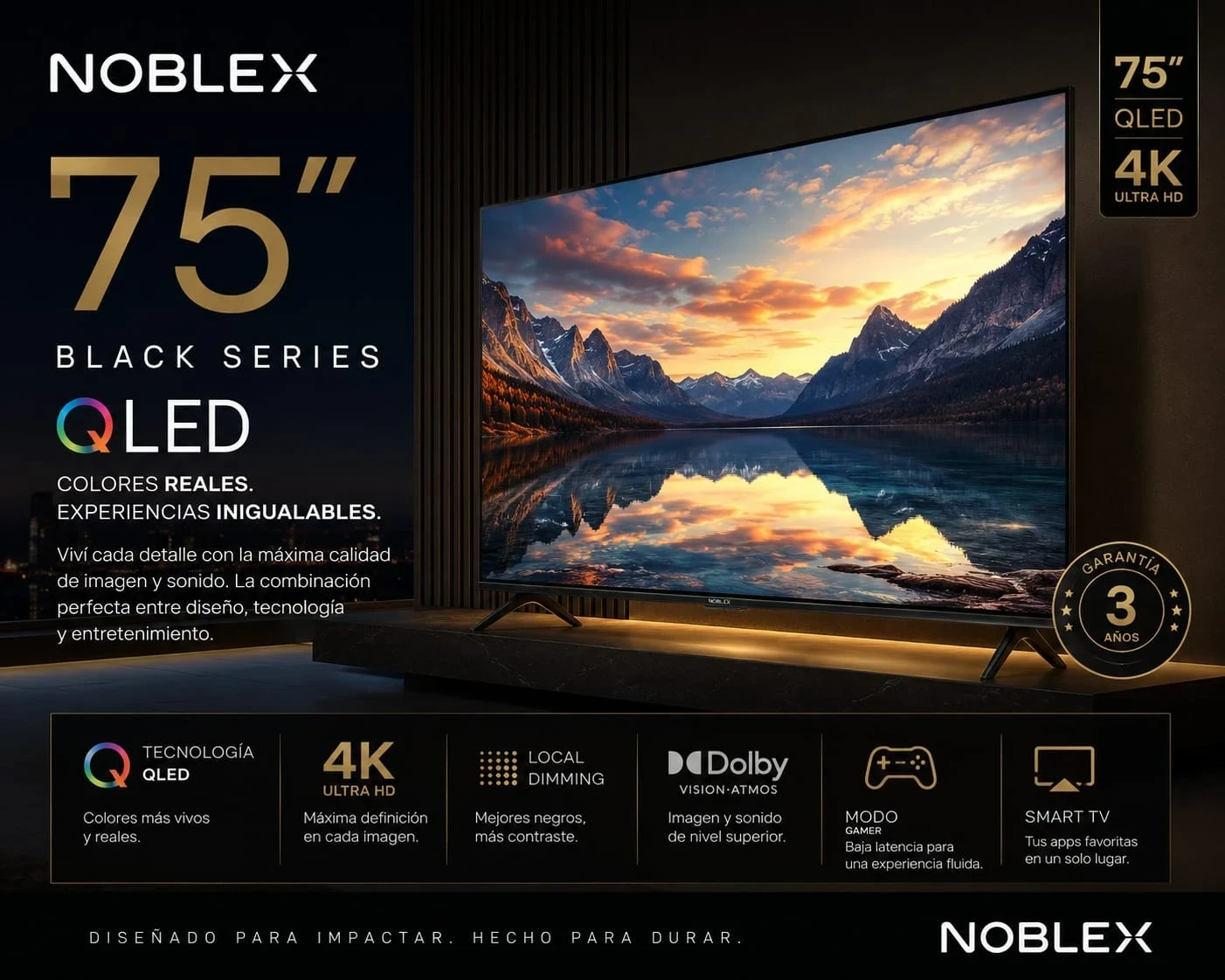 Smart Noblex 75" Black Serie Qled