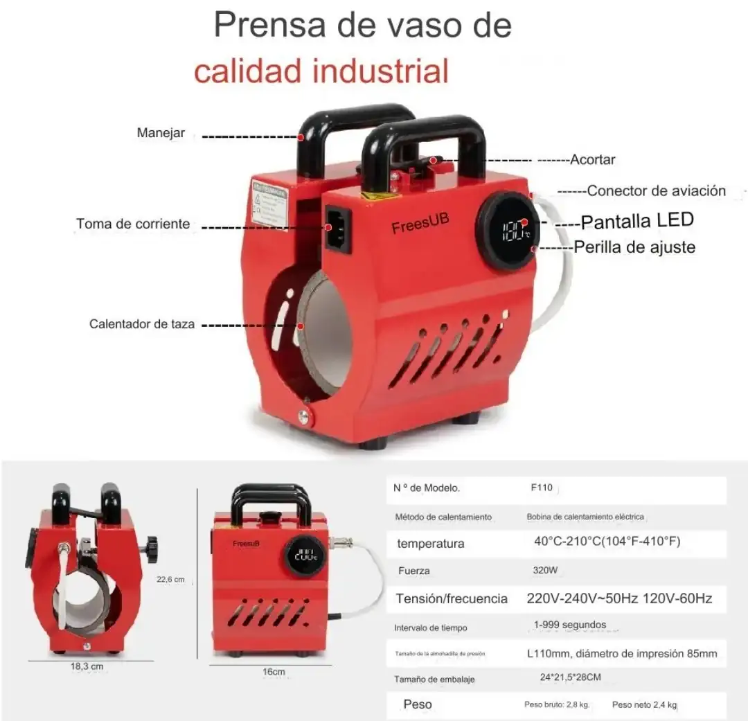 TERMOFIJADORA PORTÁTIL MUG 11 onz 2