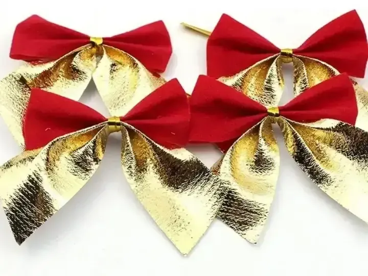 Moño navideño rojo/dorado 6 piezas 