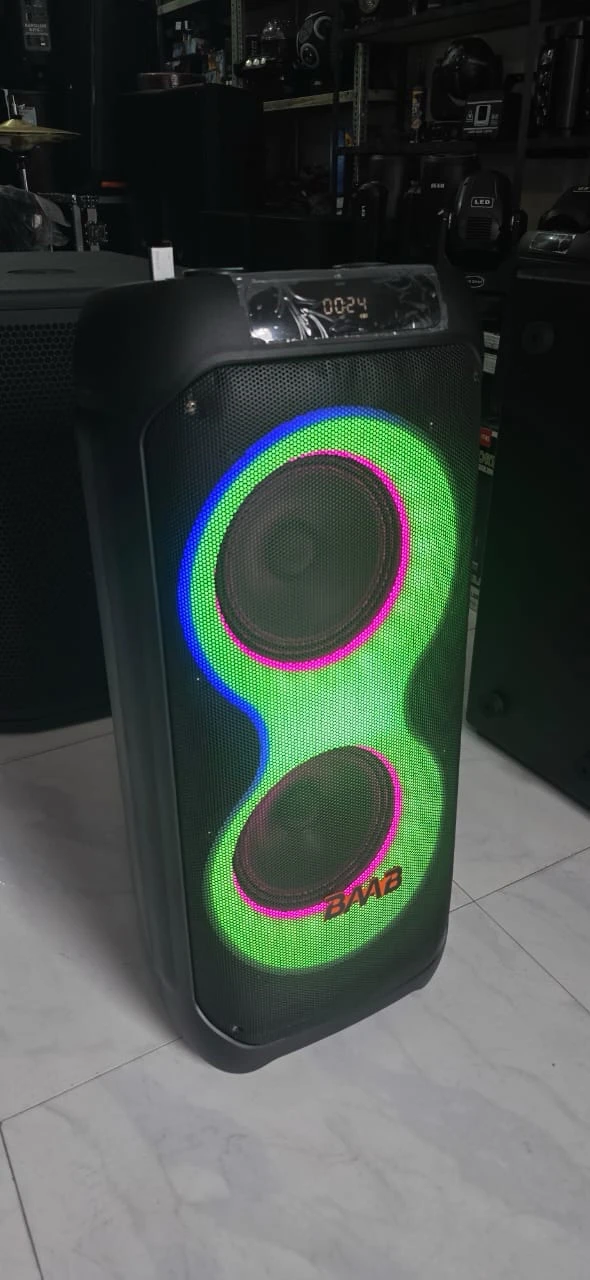 PARLANTE RECARGABLE "BAAB" B208-01   CON DOBLE BAFLE DE 8 PULGADAD Y 2 MIC INALAMBRICO         PRECIO: 1320BS🎼